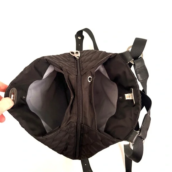 Mosey | Women’s Black Quilted Convertible Adjustable Shoulder Bag Backpack - Picture 7 of 9